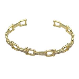 Copper Bangle Pave Zircon Gold Plated, approx 8mm, 50-60mm [FR10445]