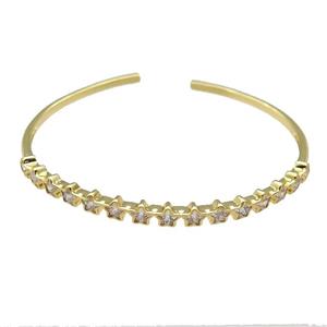 Copper Bangle Pave Zircon Star Gold Plated, approx 5mm, 55-60mm [FR10449]