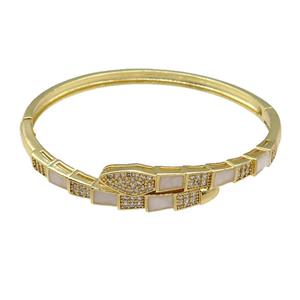 Copper Snake Bangle Pave Zircon Gold Plated, approx 10mm, 50-55mm [FR10452]