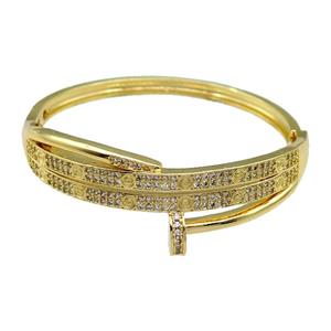 Copper Bangle Pave Zircon Gold Plated, approx 20mm, 55mm [FR10453]