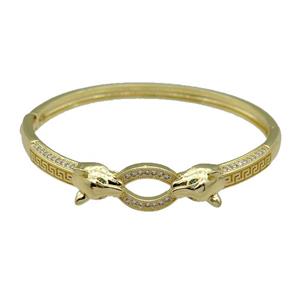 Copper Bangle Pave Zircon Fox Gold Plated, approx 12mm, 50-58mm [FR10456]