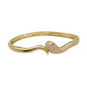 Copper Snake Bangle Pave Zircon Gold Plated, approx 11mm, 52-55mm [FR10460]