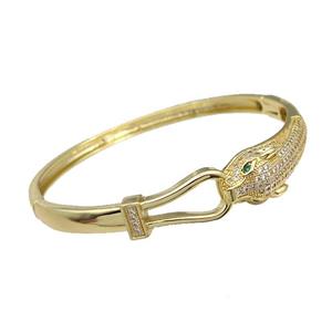 Copper Leopard Bangle Pave Zircon Gold Plated, approx 11mm, 50-55mm [FR10461]