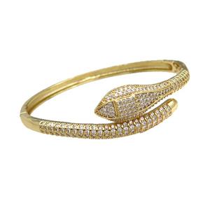 Copper Snake Bangle Pave Zircon Gold Plated, approx 16mm, 50-55mm [FR10463]