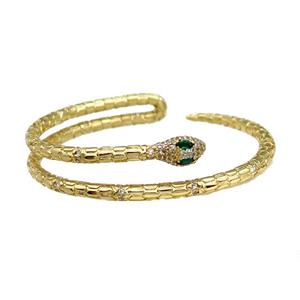 Copper Snake Bangle Pave Zircon Gold Plated, approx 14mm, 50-52mm [FR10464]
