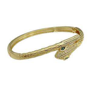 Copper Snake Bangle Pave Zircon Gold Plated, approx 13mm, 50-55mm [FR10467]