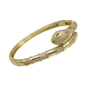 Copper Snake Bangle Pave Zircon Gold Plated, approx 16mm, 50-55mm [FR10468]