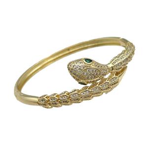 Copper Snake Bangle Pave Zircon Gold Plated, approx 20mm, 55-60mm [FR10469]
