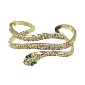 Copper Snake Bangle Pave Zircon Gold Plated, approx 35mm, 50-60mm [FR10470]
