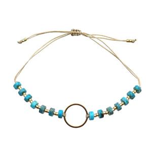 Imperial Jasper Bracelet Heishi Blue Adjustable, approx 12mm, 4mm, 16-24cm length [FR10475]