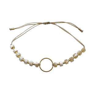 Moonstone Bracelet Heishi Adjustable, approx 12mm, 4mm, 16-24cm length [FR10476]