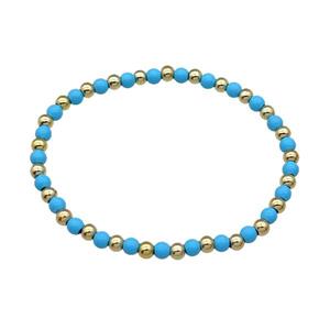 Copper Bracelet Stretchy Blue Lacquered Gold Plated, approx 4mm [FR10481]