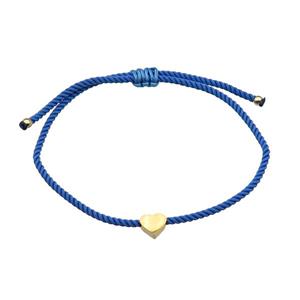 Blue Nylon Bracelet Heart Adjustable, approx 7mm, 1.8mm, 16-23cm length [FR10502]