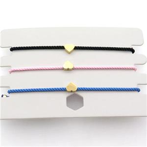 Nylon Bracelet Heart Adjustable Mixed, approx 7mm, 1.8mm, 16-23cm length [FR10505]