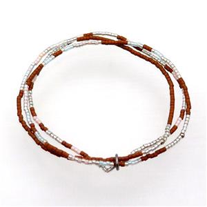 Seed Glass Bracelet 3 Strands Stretchy, approx 1.6mm, 16cm length [FR10506]