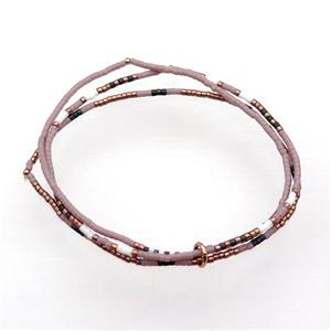 Seed Glass Bracelet 3 Strands Stretchy, approx 1.6mm, 16cm length [FR10509]