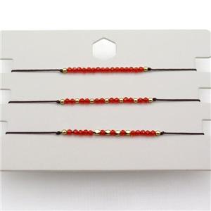 Red Cubic Zircon Bracelet Adjustable, approx 1.8-2.5mm, 16-23cm length [FR10522]