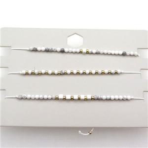 White Howlite Turquoise Bracelet Adjustable, approx 1.8-2.5mm, 16-23cm length [FR10525]