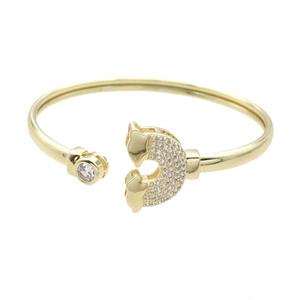 Copper Bangle Pave Zircon Rainbow Gold Plated, approx 7mm, 14-22mm, 50-60mm dia [FR10541]