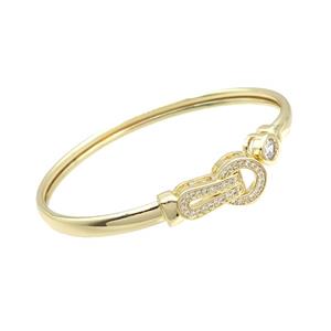 Copper Bangle Pave Zircon Gold Plated, approx 7mm, 11-20mm, 50-60mm dia [FR10558]