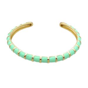 Copper Bangle With Green Enamel Gold Plated, approx 55-65mm [FR10561]