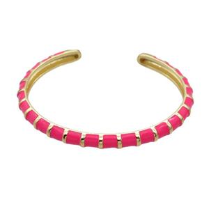 Copper Bangle With Red Enamel Gold Plated, approx 55-65mm [FR10564]