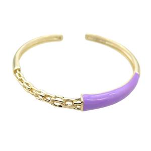 Copper Bangle With Lavender Enamel Gold Plated, approx 7mm, 50mm dia [FR10567]
