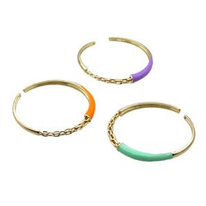 Copper Bangle With Enamel Gold Plated Mixed, approx 7mm, 50mm dia [FR10571]