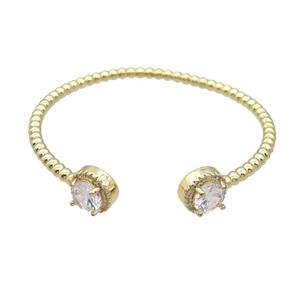 Copper Bangle Pave Crystal Gold Plated, approx 11mm, 58mm dia [FR10572]