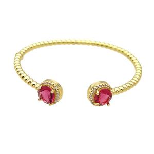 Copper Bangle Pave Red Crystal Gold Plated, approx 11mm, 58mm dia [FR10575]