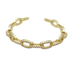 Copper Bangle Pave Zircon Gold Plated, approx 8mm, 55mm dia [FR10580]