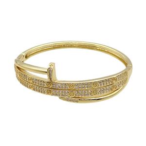 Copper Bangle Pave Zircon Gold Plated, approx 9-12mm, 50-55mm [FR10581]
