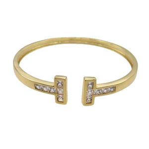 Copper Bangle Pave Zircon Gold Plated, approx 13mm, 55mm dia [FR10582]