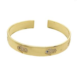 Copper Bangle Pave Zircon Hamsahand Gold Plated, approx 10mm, 50-60mm [FR10584]
