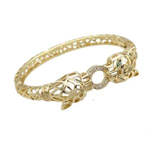 Copper Bangle Pave Zircon Tiger Gold Plated, approx 14mm, 56-60mm [FR10587]