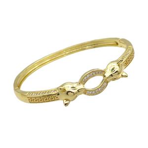 Copper Bangle Pave Zircon Fox Gold Plated, approx 9mm, 53-57mm [FR10588]