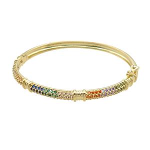 Copper Bangle Pave Zircon Gold Plated, approx 5mm, 52-58mm [FR10589]