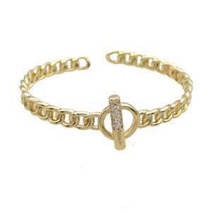 Copper Bangle Pave Zircon Gold Plated, approx 13-18mm, 45-58mm [FR10590]