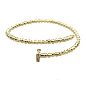Copper Bangle Pave Zircon Snake Gold Plated, approx 10mm, 50-60mm [FR10591]