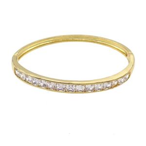 Copper Bangle Pave Zircon Gold Plated, approx 5mm, 50-57mm [FR10592]