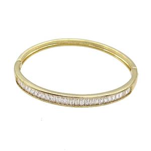 Copper Bangle Pave Zircon Gold Plated, approx 5mm, 53-55mm [FR10593]