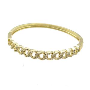 Copper Bangle Pave Zircon Gold Plated, approx 6.5mm, 55mm dia [FR10594]