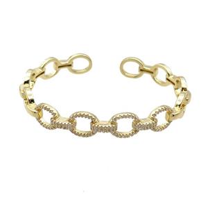 Copper Bangle Pave Zircon Gold Plated, approx 9mm, 45-52mm [FR10595]