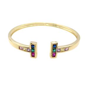 Copper Bangle Pave Zircon Gold Plated, approx 13mm, 57mm dia [FR10597]