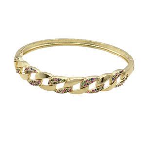 Copper Bangle Pave Zircon Gold Plated, approx 9mm, 53-57mm [FR10599]