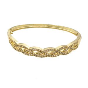 Copper Bangle Pave Zircon Gold Plated, approx 8mm, 50-60mm [FR10600]