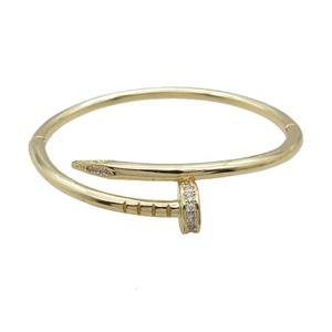 Copper Bangle Pave Zircon Gold Plated, approx 11mm, 50-57mm [FR10601]