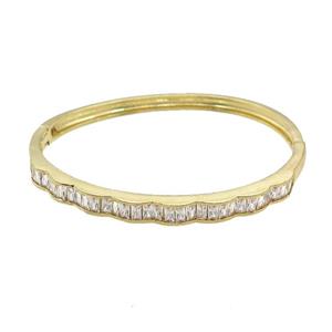 Copper Bangle Pave Zircon Gold Plated, approx 5mm, 52-56mm [FR10604]