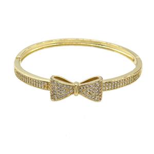 Copper Bangle Pave Zircon Gold Plated, approx 10-21mm, 50-55mm [FR10605]