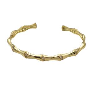 Copper Bangle Pave Zircon Gold Plated, approx 5.5mm, 45-58mm [FR10606]